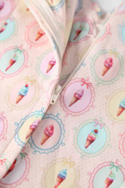 Close up view of Pink Gelato Off Shoulder Dress