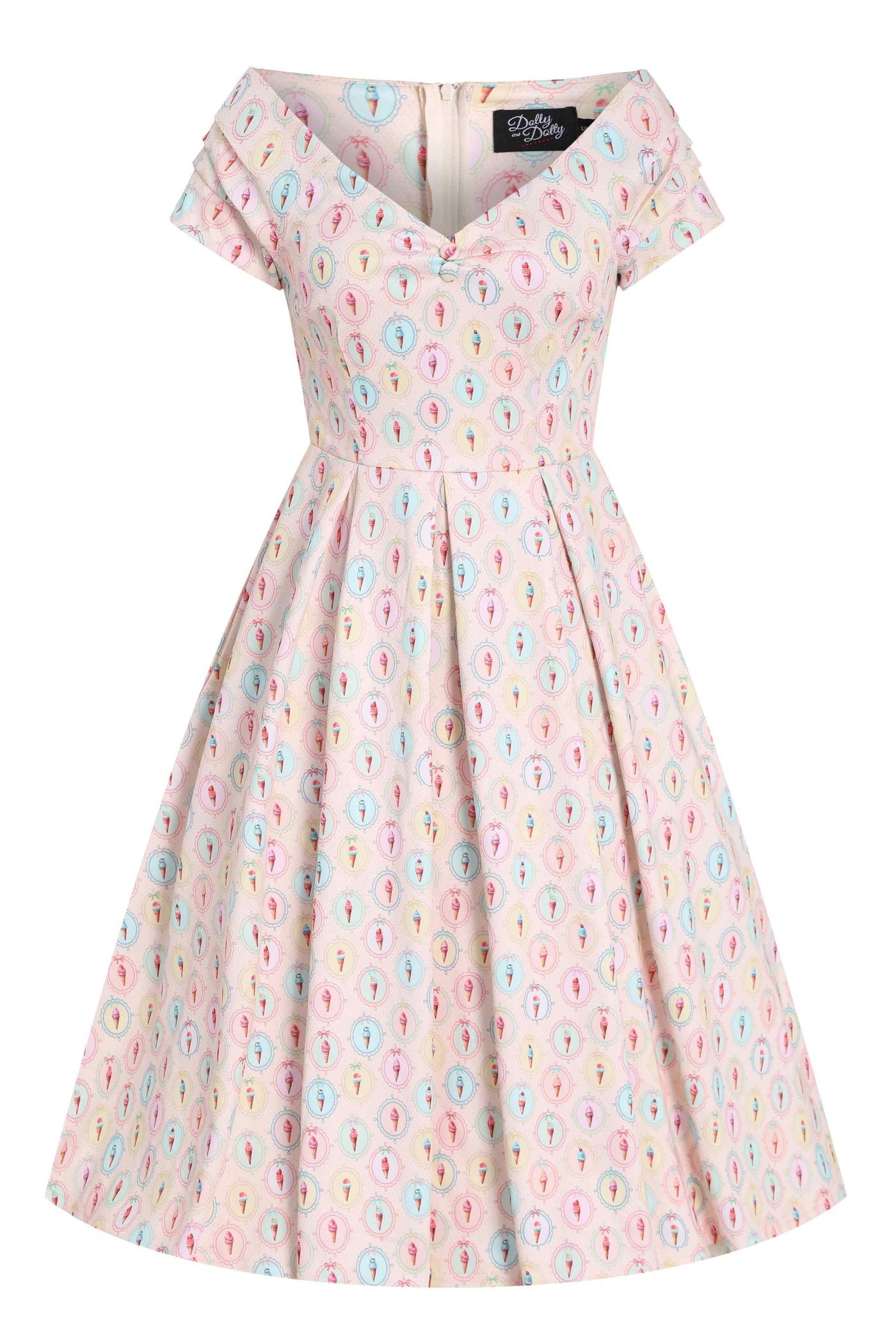Front view of Pink Gelato Off Shoulder Dress