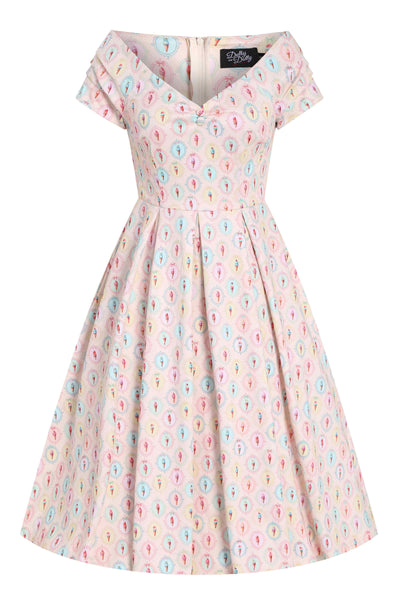 Front view of Pink Gelato Off Shoulder Dress