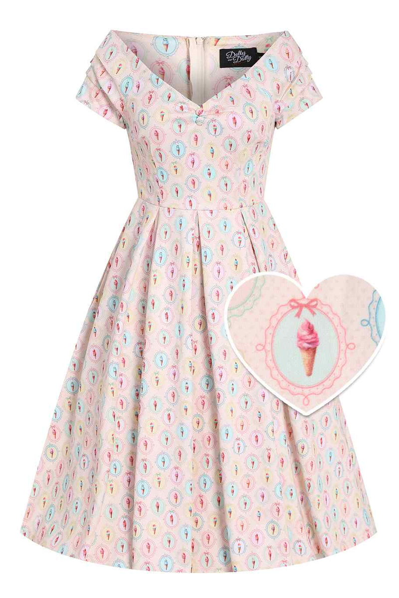 Front view of Pink Gelato Off Shoulder Dress