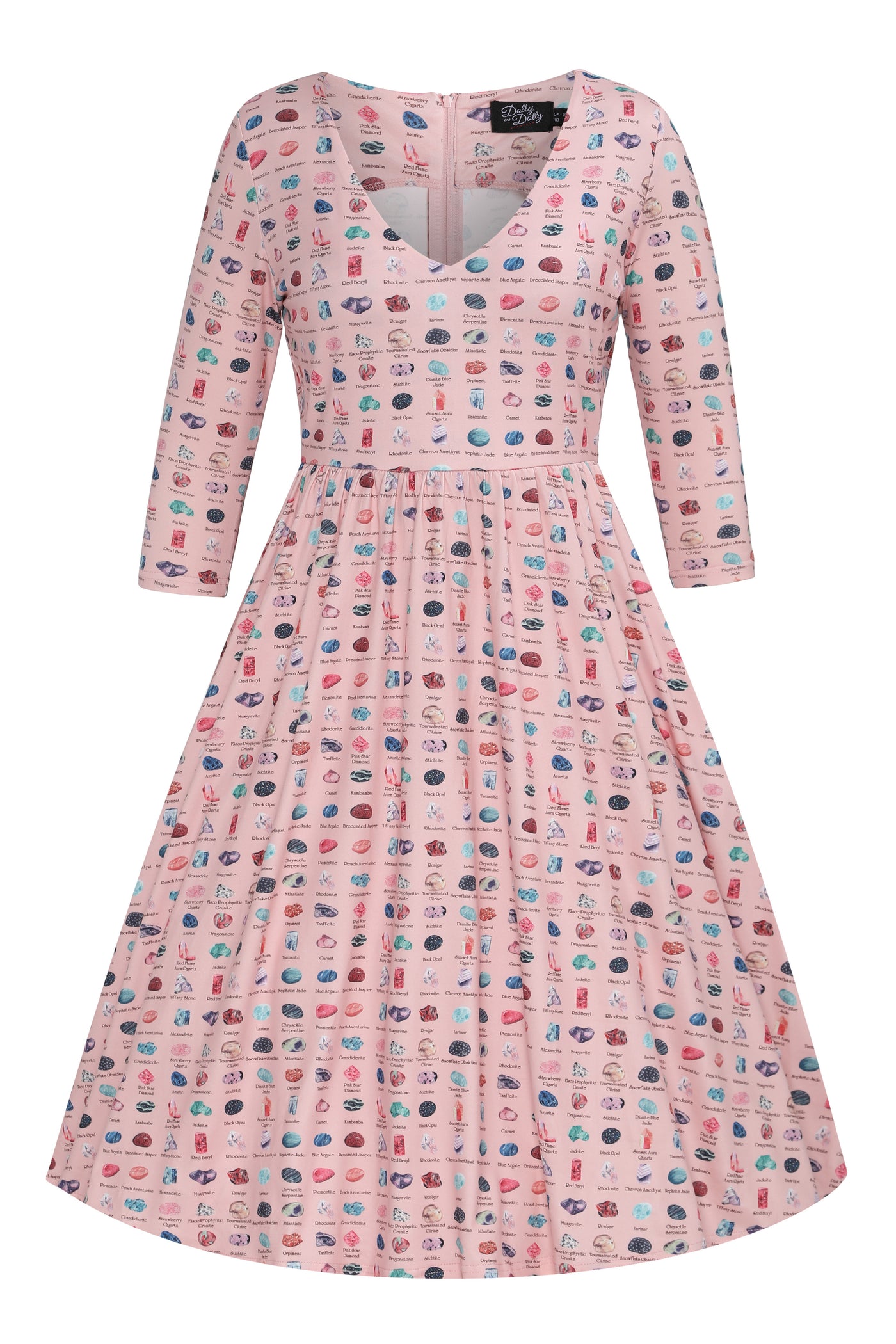 Front view of Pink Gemstone Flared Dress