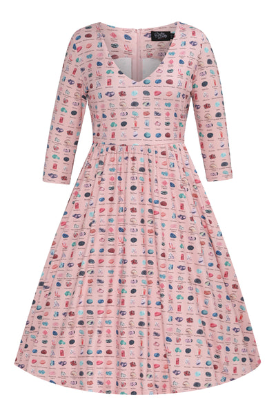 Front view of Pink Gemstone Flared Dress