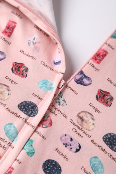 Close up view of Pink Gemstone Flared Dress