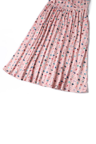 Close up view of Pink Gemstone Flared Dress