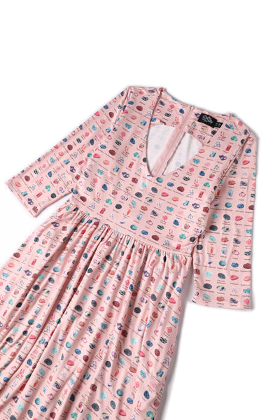 Close up view of Pink Gemstone Flared Dress