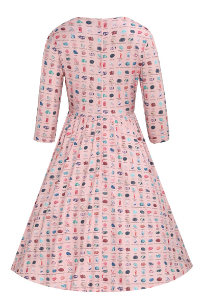 Back view of Pink Gemstone Flared Dress