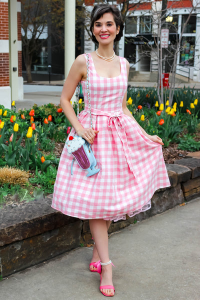 Pink Gingham Swing Dress