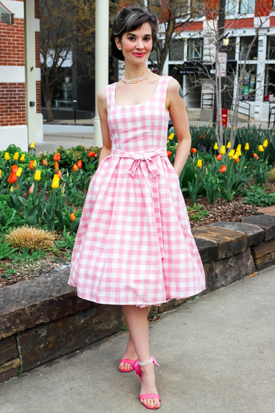 Pink Gingham Swing Dress