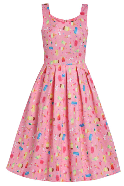 Front view of Amanda Pink Ice Lolly Swing Dress