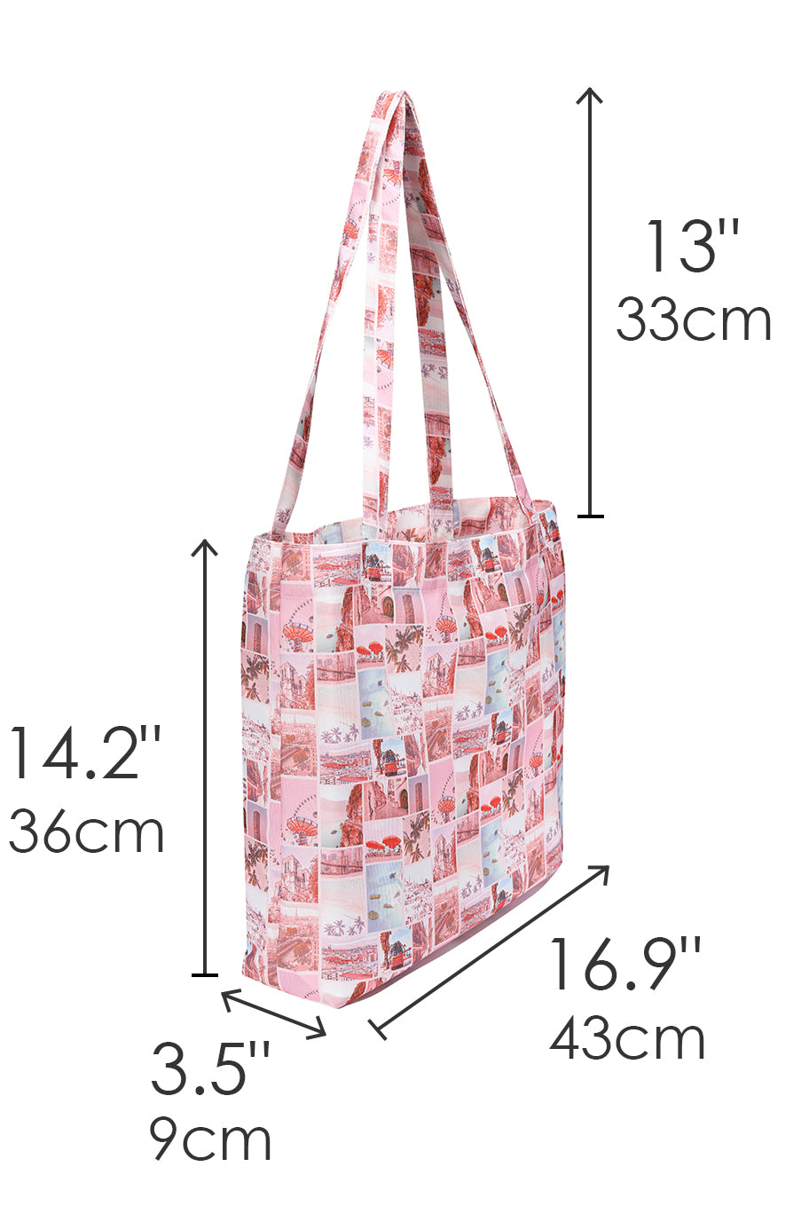 Pink Postcard Print Beach Tote Bag