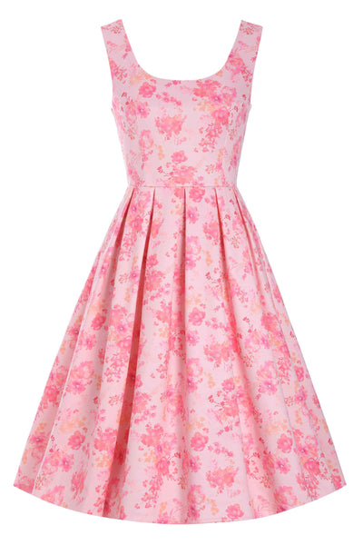 Front view of Pink Shadow Floral Swing Dress
