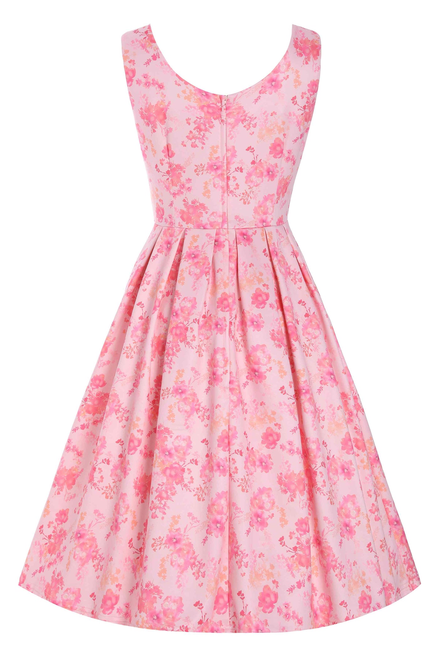 Back view of Pink Shadow Floral Swing Dress