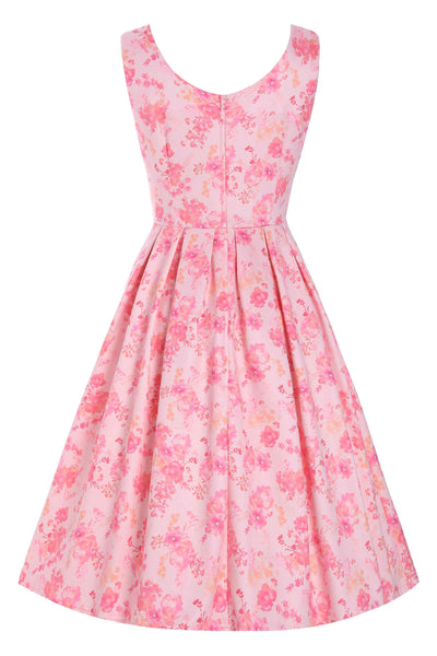 Back view of Pink Shadow Floral Swing Dress