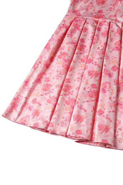 Close up view of Pink Shadow Floral Swing Dress