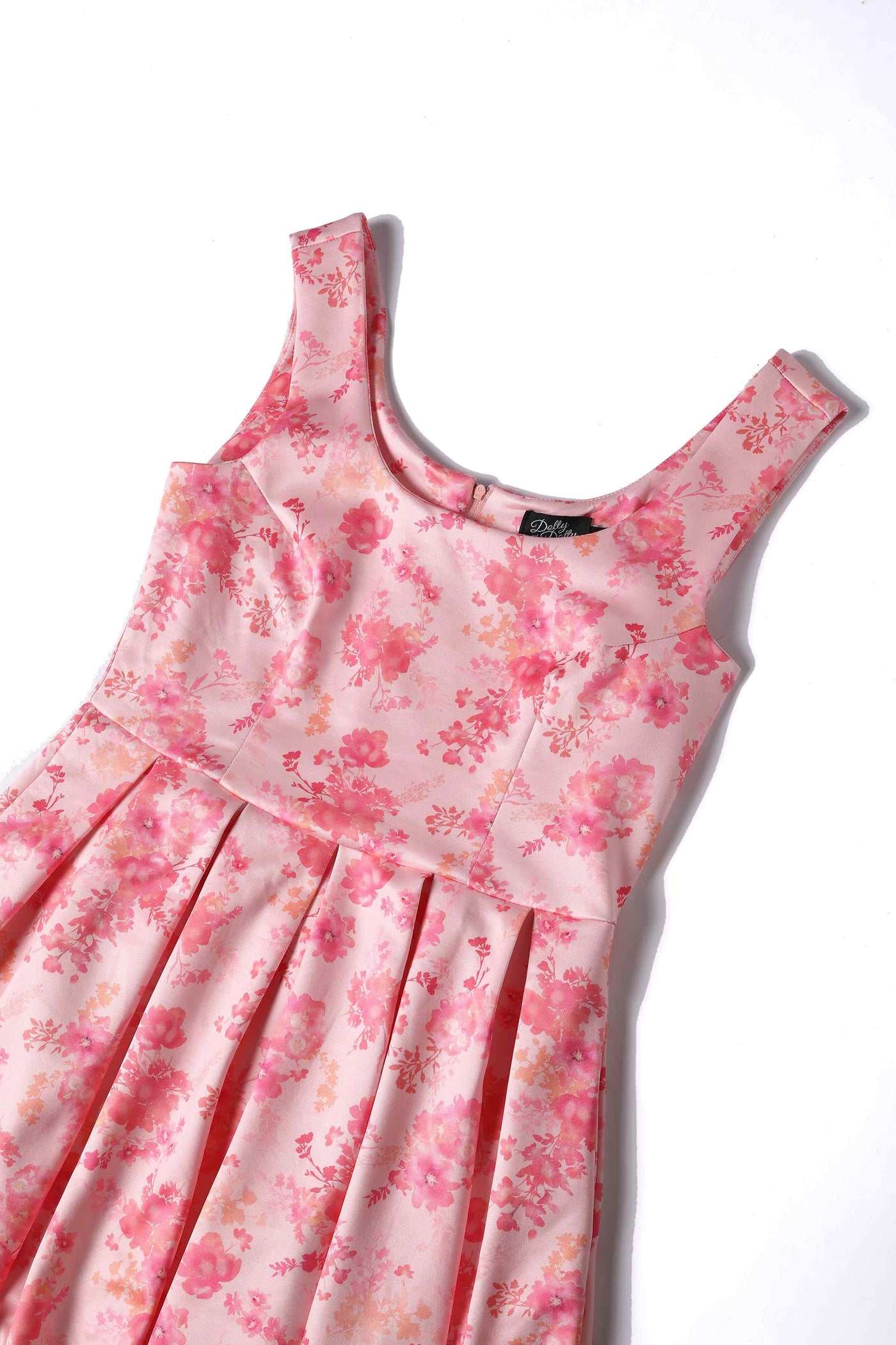 Close up view of Pink Shadow Floral Swing Dress