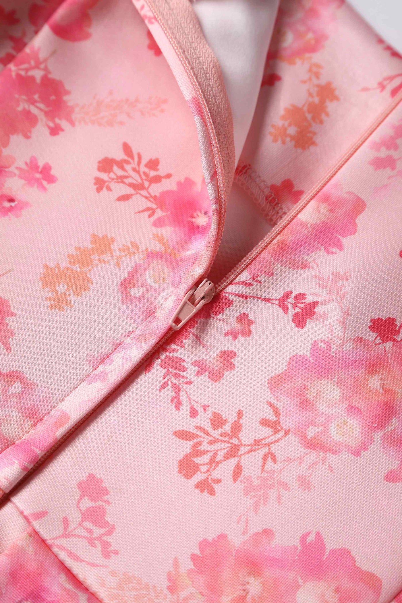 Close up view of Pink Shadow Floral Swing Dress