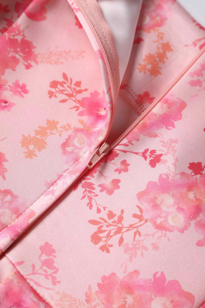 Close up view of Pink Shadow Floral Swing Dress