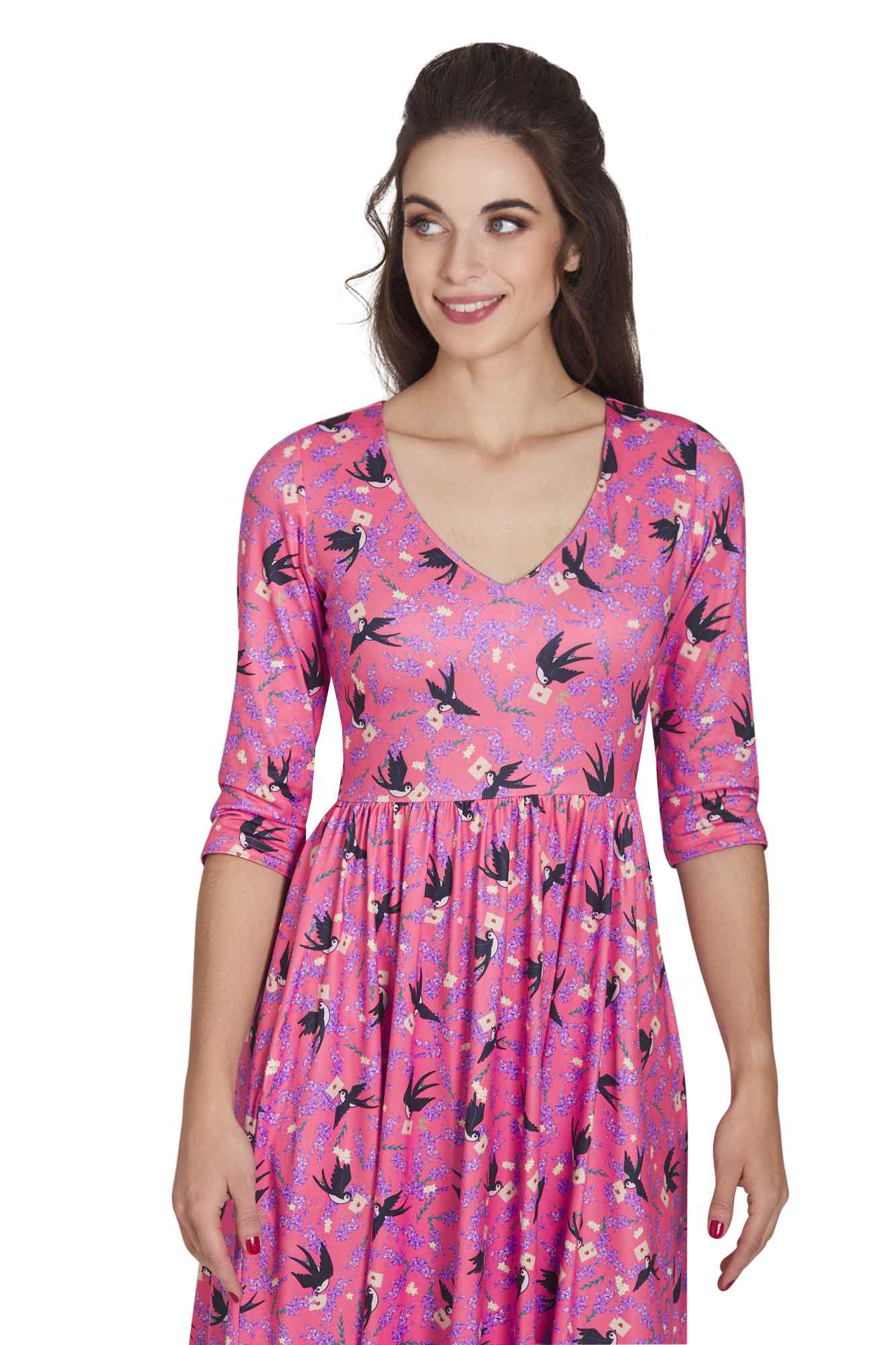 Model photo of Pink Swallow Dress