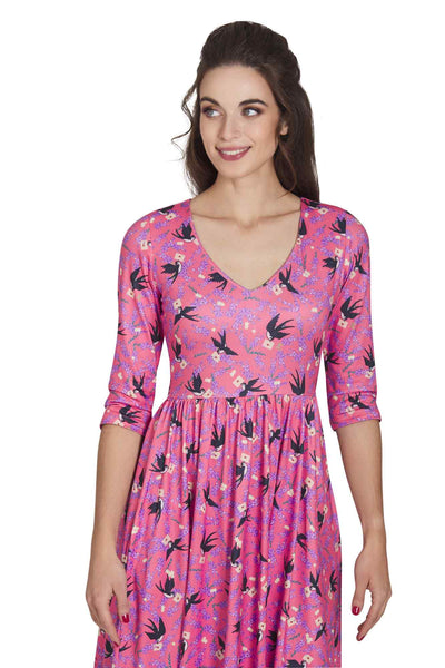 Model photo of Pink Swallow Dress