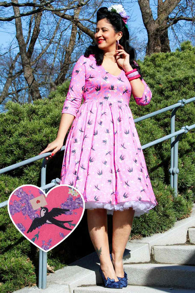 Model photo of Pink Swallow Dress