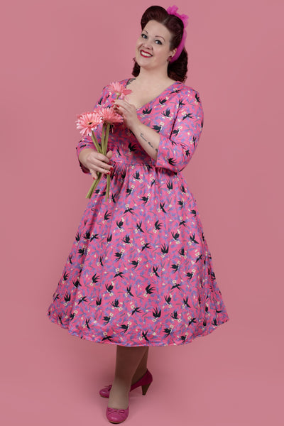 Model photo of Pink Swallow Dress