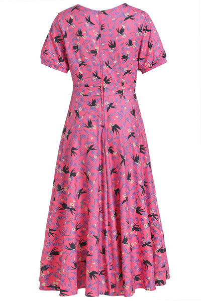 Pink Swallow Sleeved Dress
