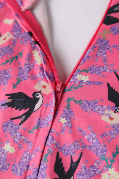 Julia Retro Pink Swallow Tea Dress