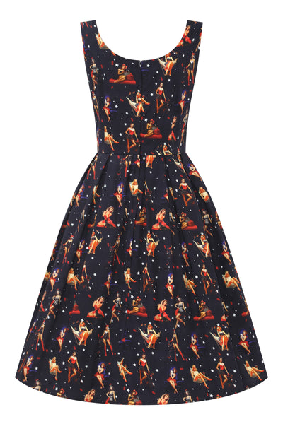 Back view of Pinup Girls Dark Blue Dress