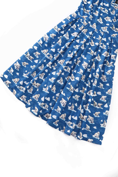 Close up view of Polar Bear Flared Dress