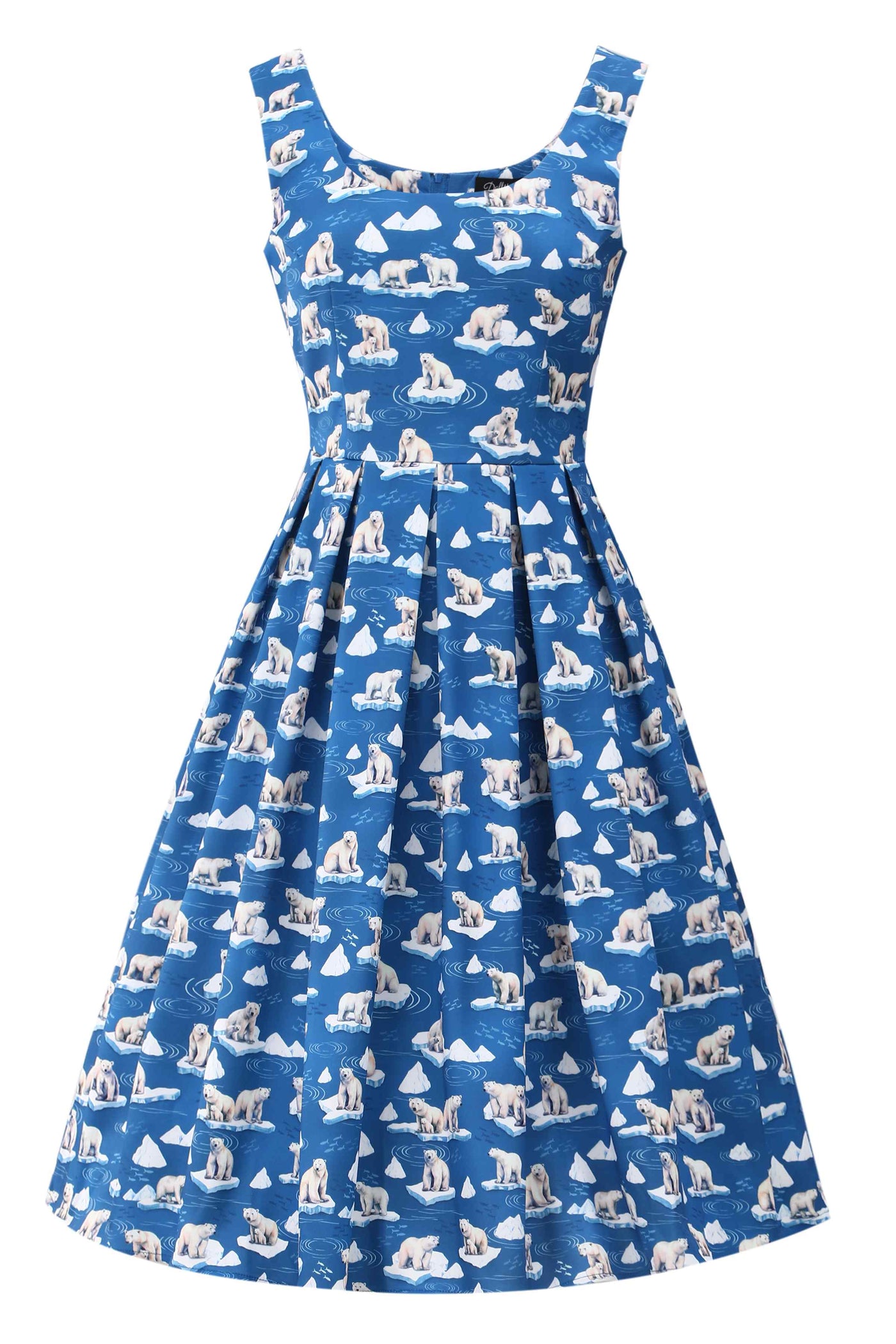 Front view of Polar Bear Flared Dress