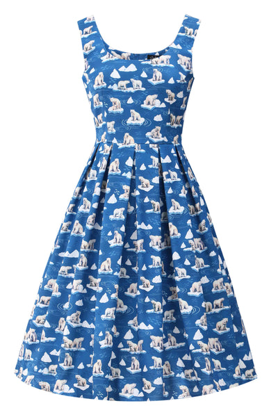 Front view of Polar Bear Flared Dress