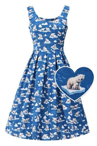 Front view of Polar Bear Flared Dress