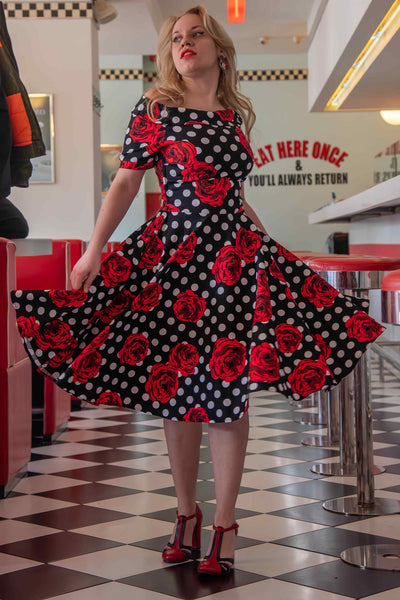Polka & Roses Swing Dress