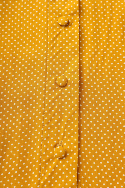Button of Margaret Polka Dot Long Sleeved Blouse In Yellow