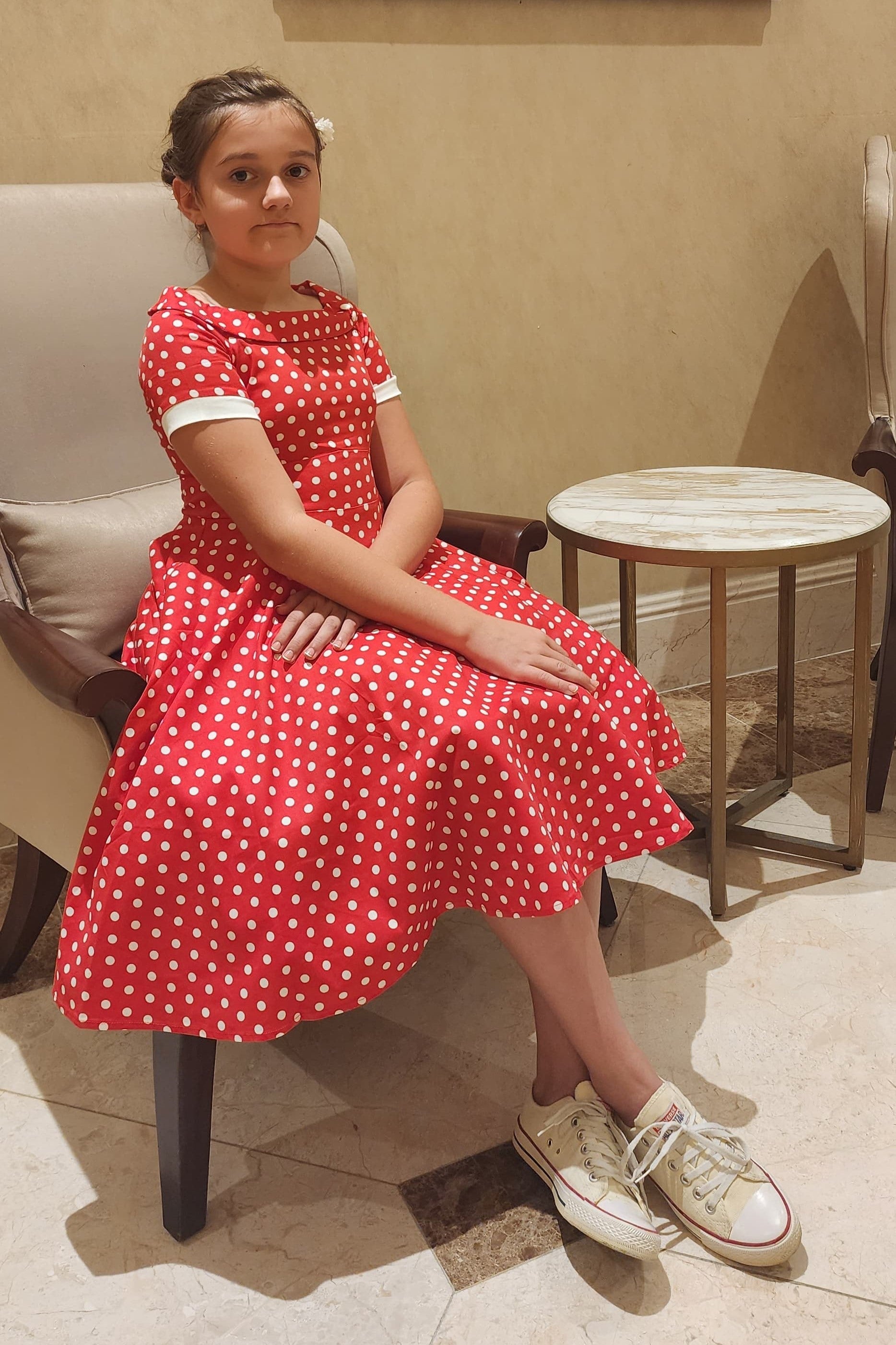 Kids Darlene Mini Me Polka Dot Girls Dress In Red/White