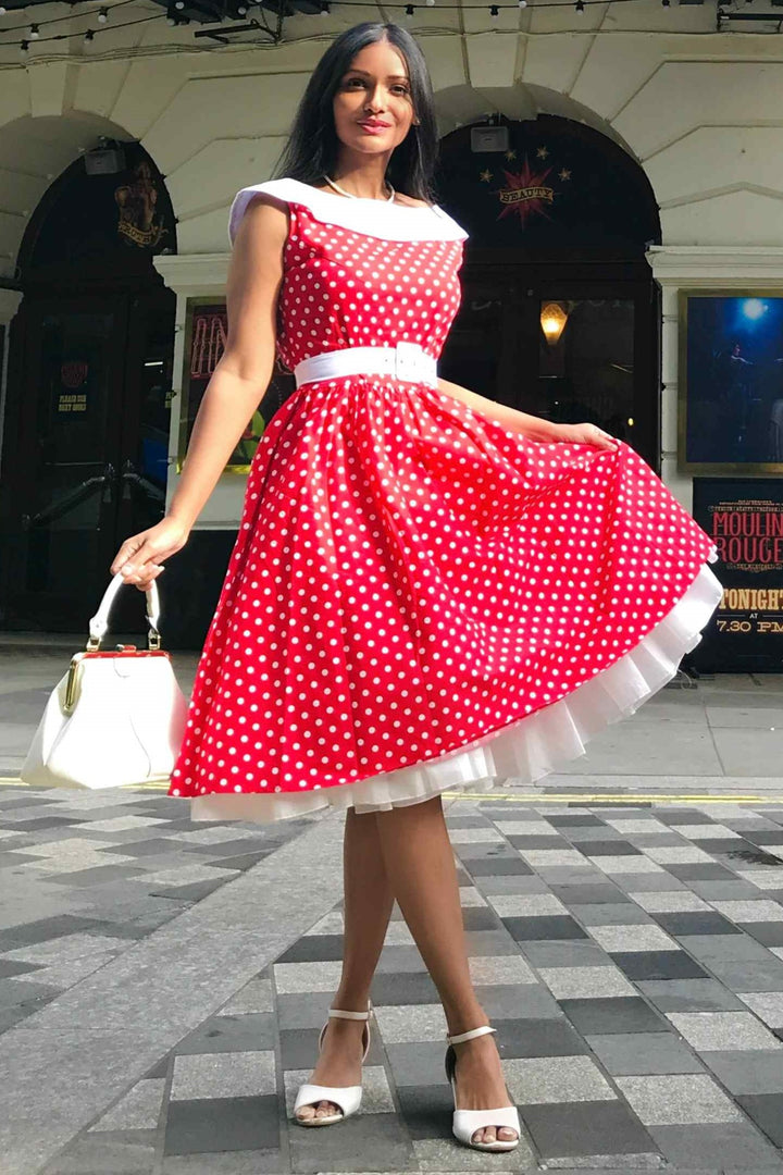 Red and white vintage dress outlet