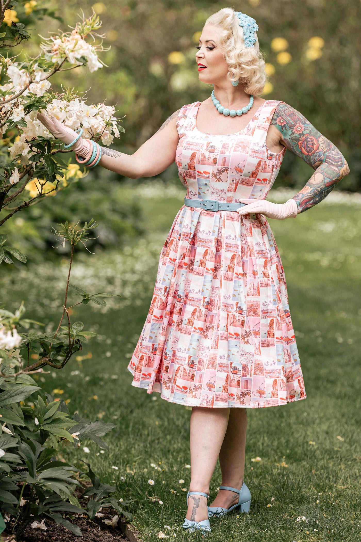 Postcard Print Swing Dress