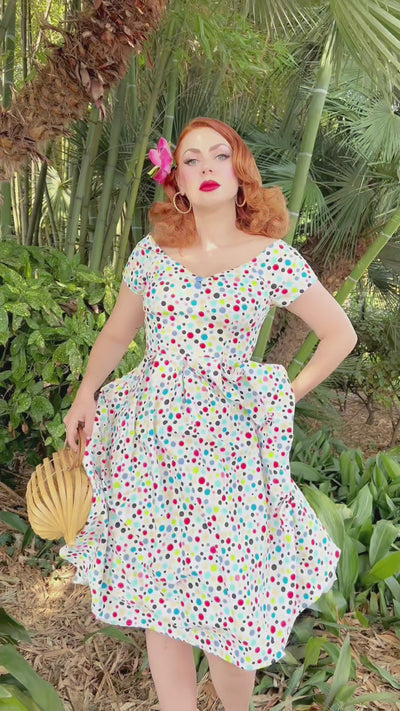 Lily Colourful Polka Dot Off Shoulder Dress
