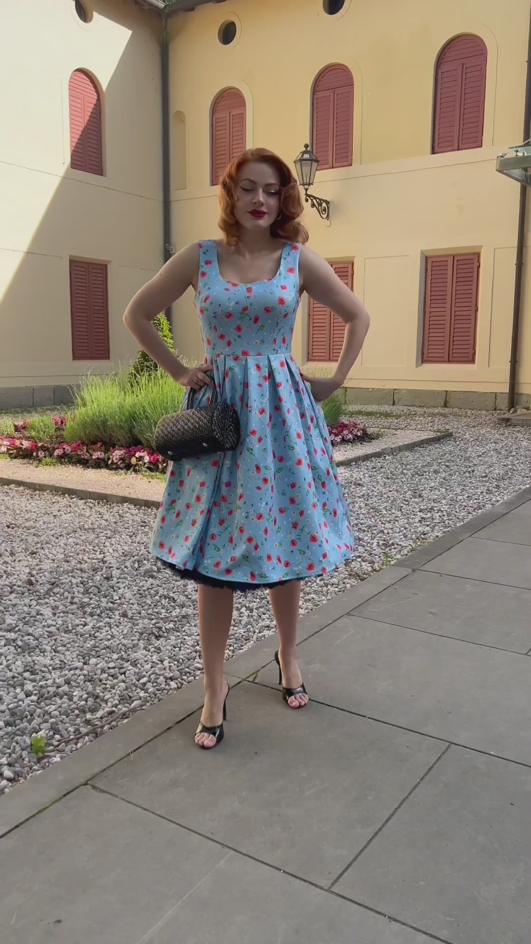 Light Blue Poppy Swing Dress