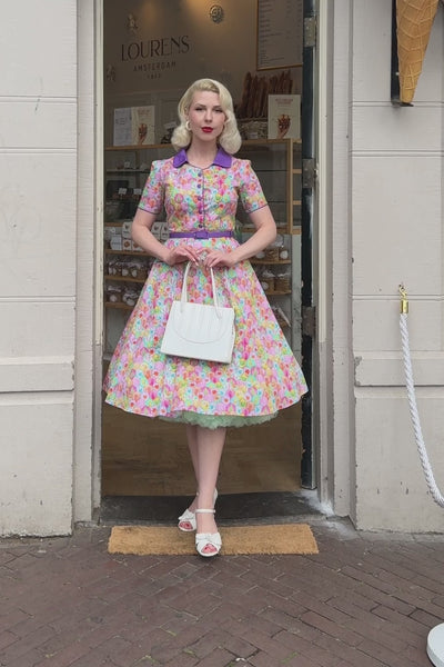 Mabel Pastel Seashell Midi Shirt Dress