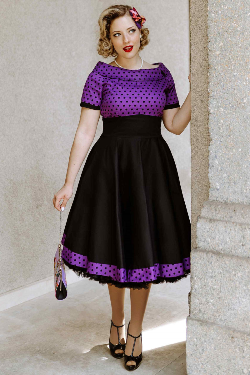 Purple & Black Polka Dot Circle Dress