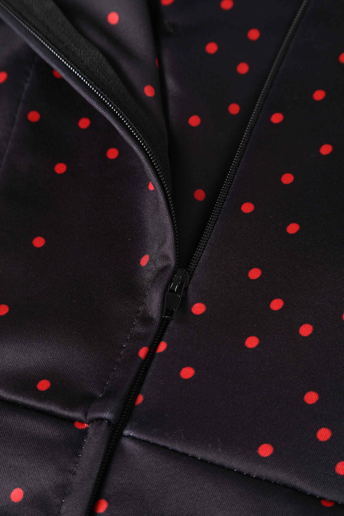 Close up View of Purple and Red Polka Dot  Off Shoulder Pencil Dress