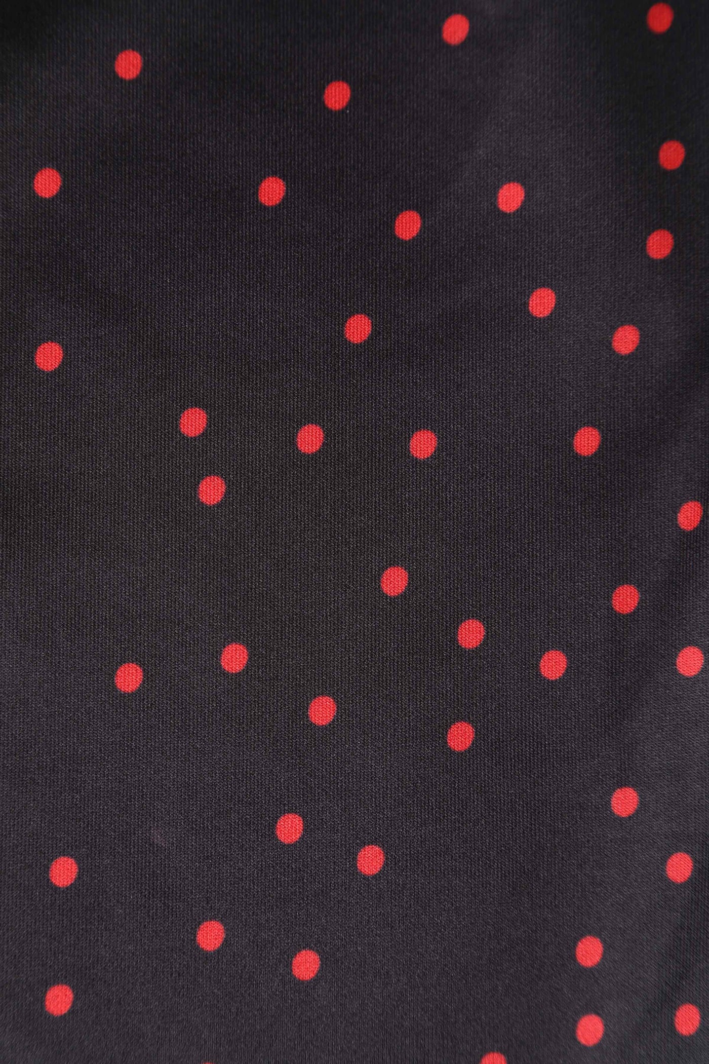 Close up View of Purple and Red Polka Dot  Off Shoulder Pencil Dress