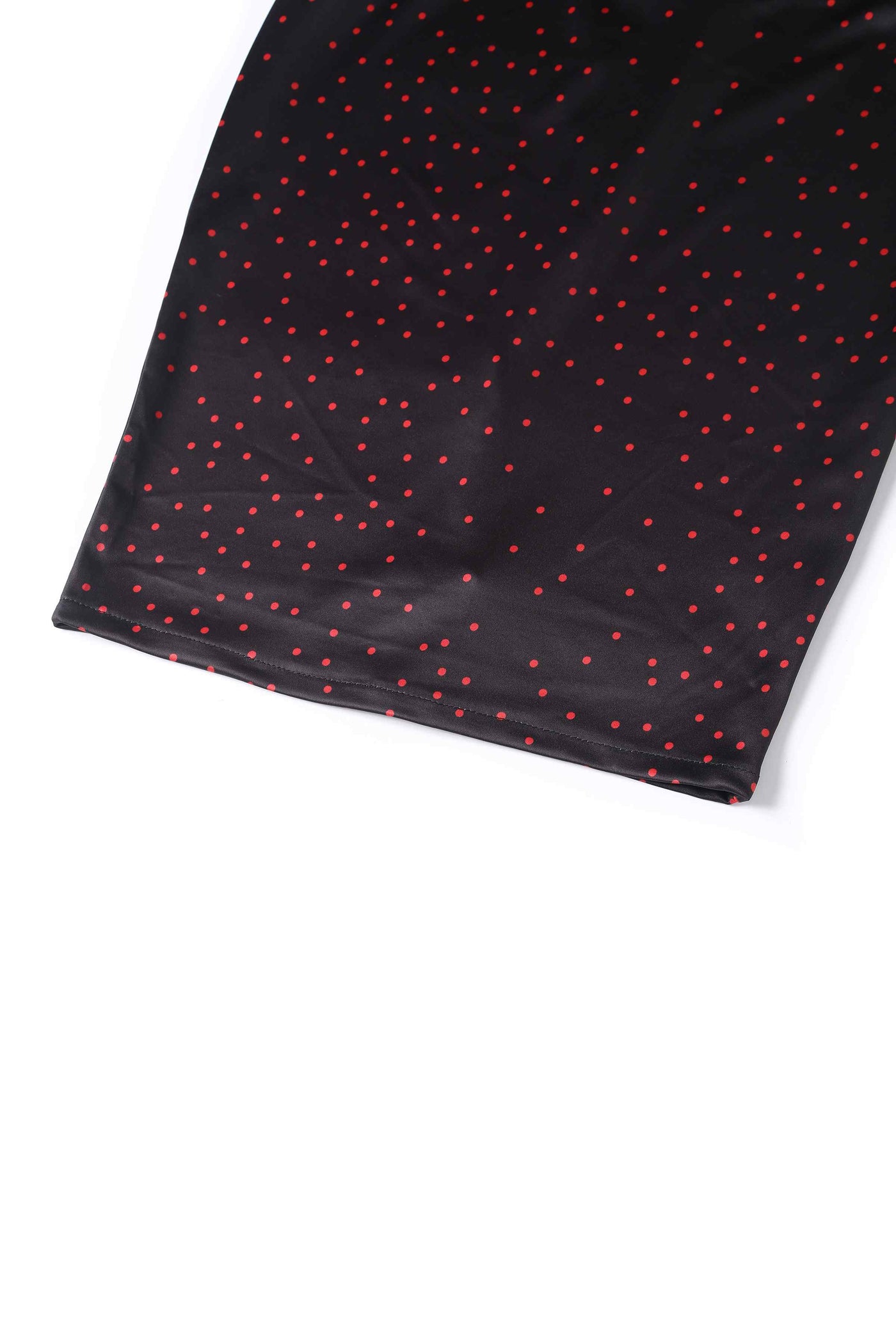 Close up View of Purple and Red Polka Dot  Off Shoulder Pencil Dress