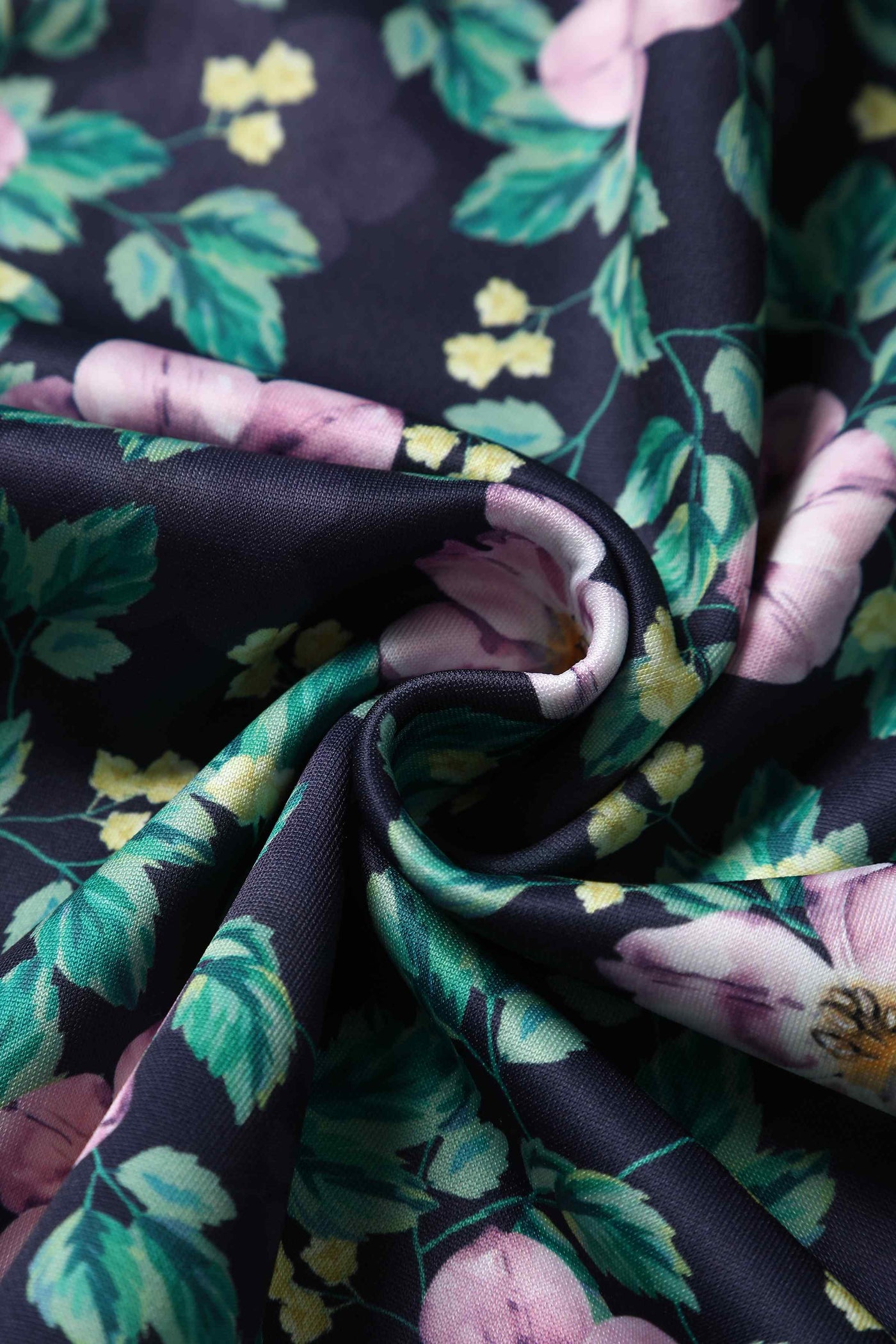 Close up  View of Purple Floral Formal Swing Dress