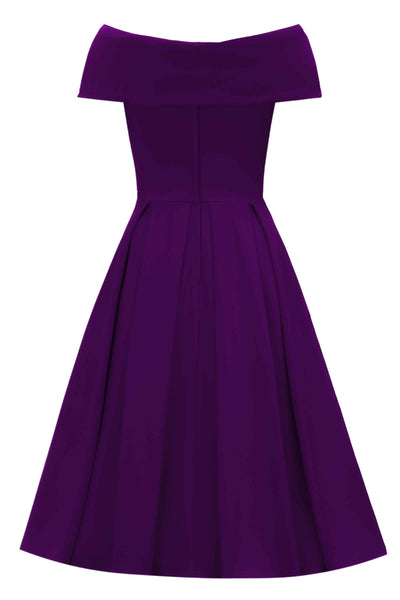 Back view of Purple Off Shoulder Dress