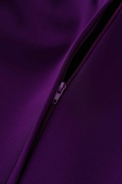 Close up view of Purple Off Shoulder Dress
