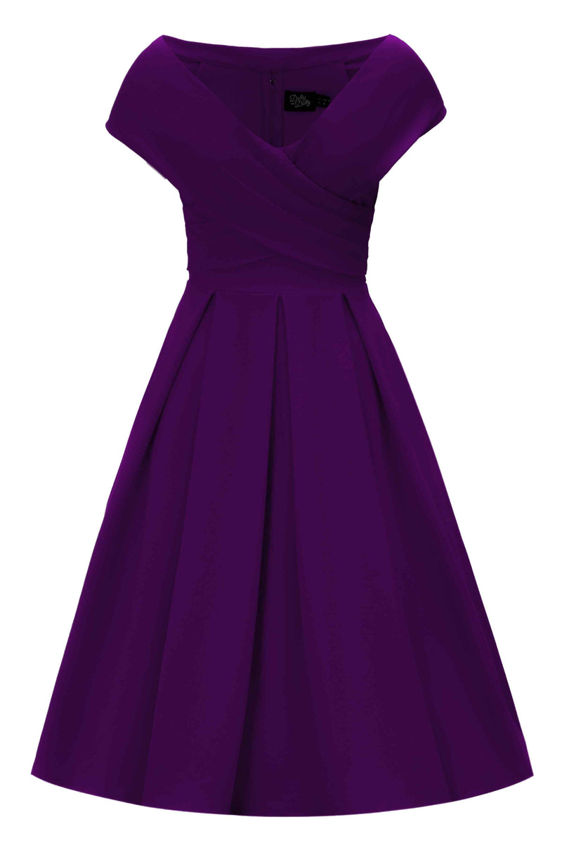 Front view of Purple Off Shoulder Dress