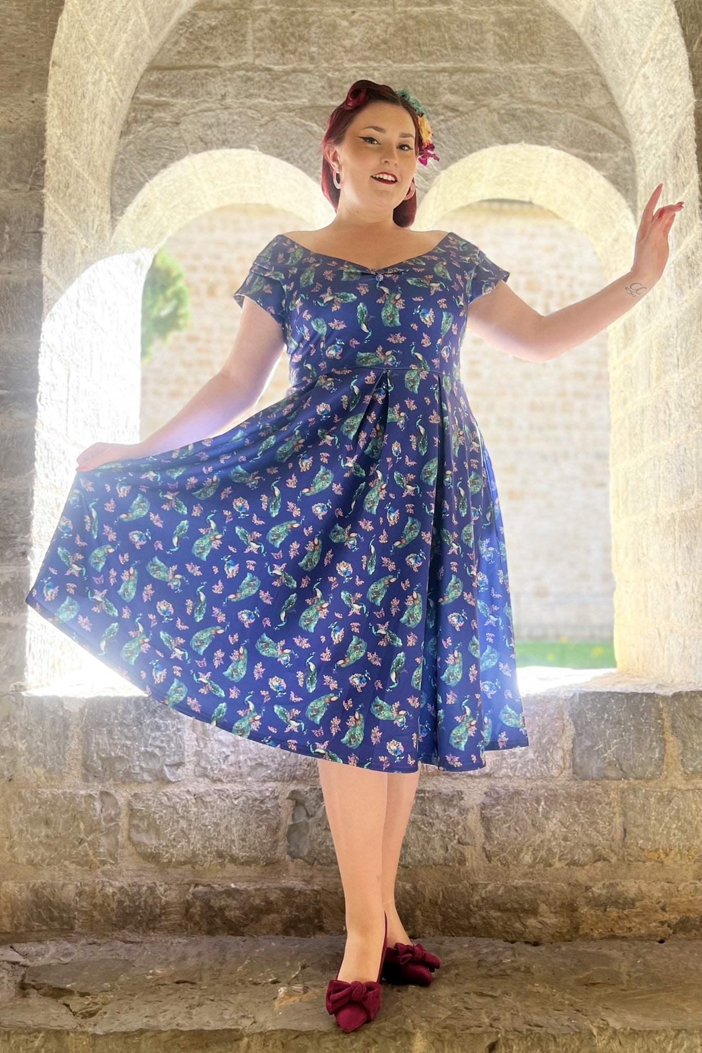 Purple Peacock Circle Dress