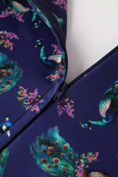 Purple Peacock Mid Calf Dress